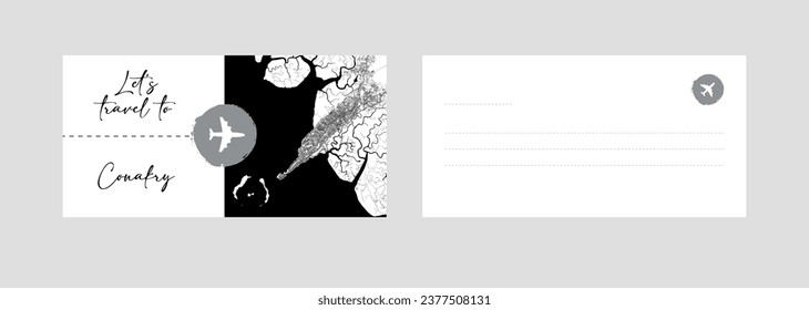 Travel Coupon to Africa Guinea Conakry postcard vector illustration