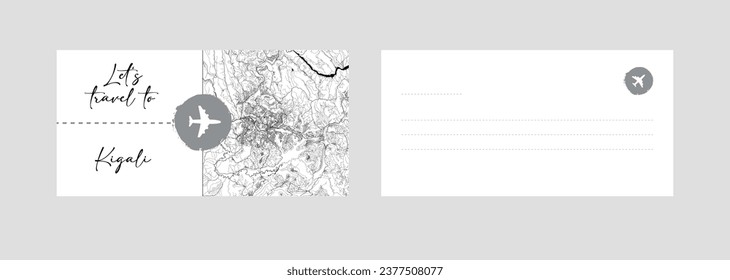 Travel Coupon to Africa Rwanda Kigali postcard vector illustration