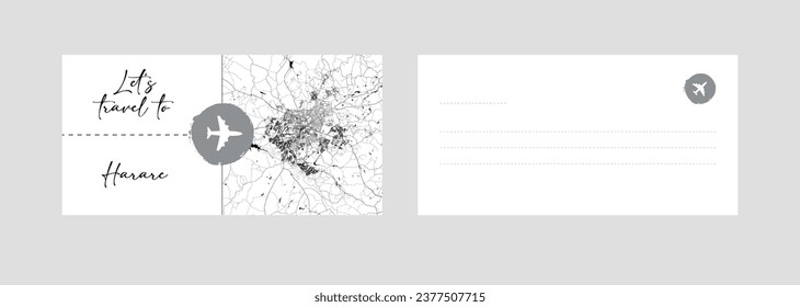 Travel Coupon to Africa Zimbabwe Harare postcard vector illustration