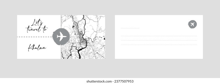 Travel Coupon to Asia Bangladesh Khulna postcard vector illustration