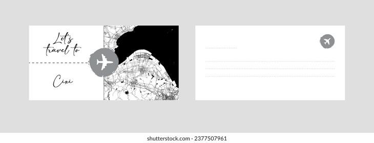 Travel Coupon to Asia China Cixi postcard vector illustration
