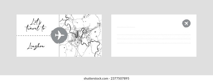 Travel Coupon to Asia China Liuzhou postcard vector illustration
