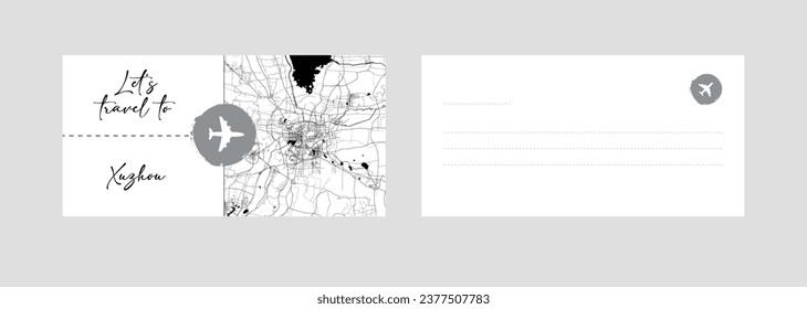 Travel Coupon to Asia China Xuzhou postcard vector illustration