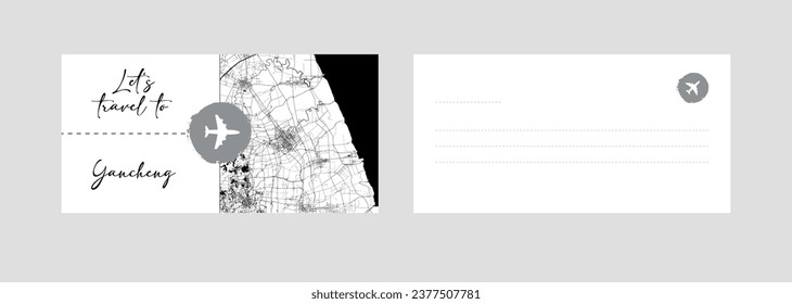 Travel Coupon to Asia China Yancheng postcard vector illustration