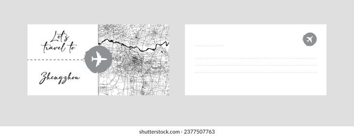 Travel Coupon to Asia China Zhengzhou postcard vector illustration