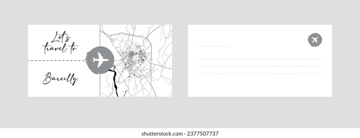 Travel Coupon to Asia India Bareilly postcard vector illustration