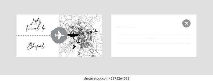 Travel Coupon to Asia India Bhopal postcard vector illustration