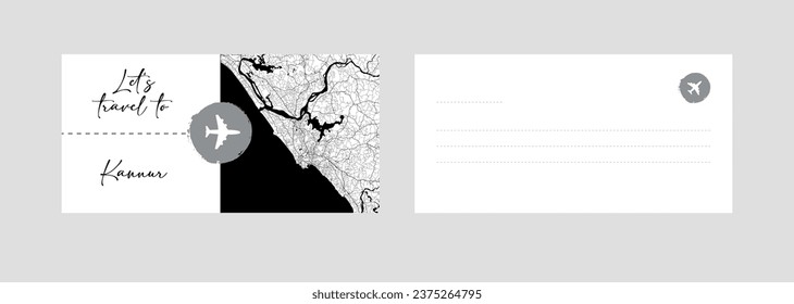 Travel Coupon to Asia India Kannur postcard vector illustration