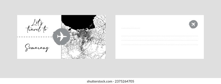 Travel Coupon to Asia Indonesia Semarang postcard vector illustration