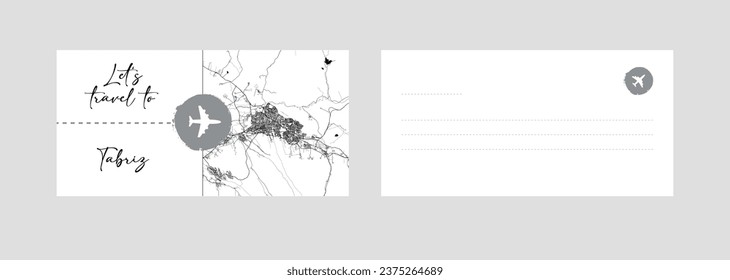 Travel Coupon to Asia Iran Tabriz postcard vector illustration