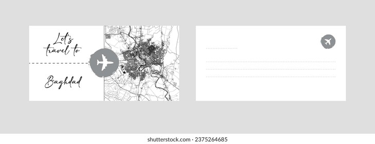 Travel Coupon to Asia Iraq Baghdad postcard vector illustration