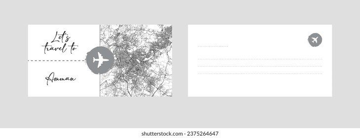 Travel Coupon to Asia Jordan Amman postcard vector illustration