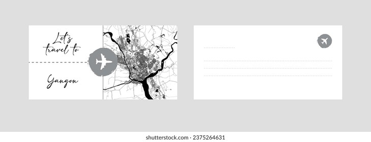Travel Coupon to Asia Myanmar Yangon postcard vector illustration