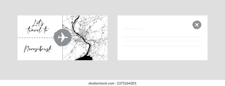 Travel Coupon to Asia Russia Novosibirsk postcard vector illustration