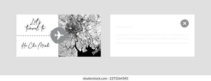 Travel Coupon to Asia Vietnam Ho Chi Minh City postcard vector illustration