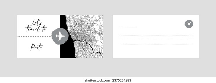 Travel Coupon to Europe Portugal Porto postcard vector illustration