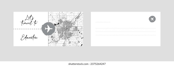 Cupón de viaje a Norteamérica Canadá Ilustración del vector de la tarjeta postal Edmonton