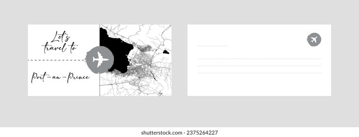 Cupón de viaje a Norteamérica Haití Puerto Príncipe ilustración de la tarjeta postal