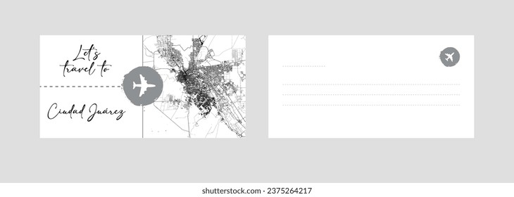 Cupón de viaje a Norteamérica México Ciudad Juárez ilustración vectorial de postal