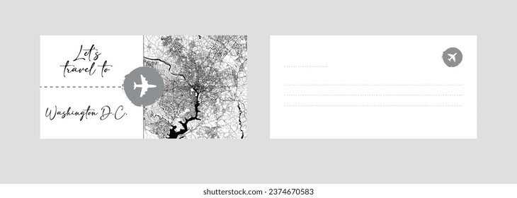 Cupón de viaje a Norteamérica Estados Unidos Washington, D.C. ilustración vectorial de postal