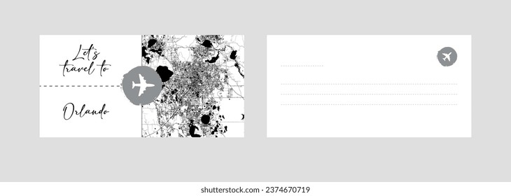 Cupón de viaje a Norteamérica Ilustración vectorial de la tarjeta postal Orlando de Estados Unidos
