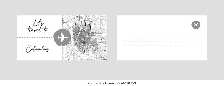 Cupón de viaje a Norteamérica ilustración vectorial de la tarjeta postal Columbus Ohio de los Estados Unidos
