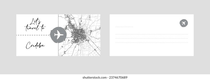 Cupón de viaje a Sudamérica Argentina Córdoba ilustración vectorial de postal