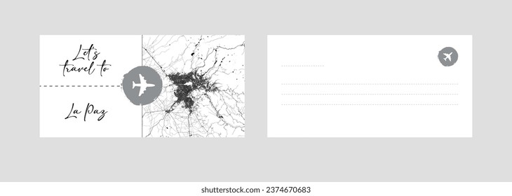 Cupón de viaje a Sudamérica Bolivia La Paz ilustración vectorial de postal
