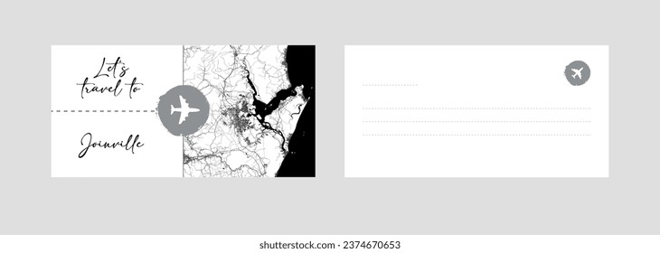 Cupón de viaje a Sudamérica Brasil Joinville ilustración vectorial de postal