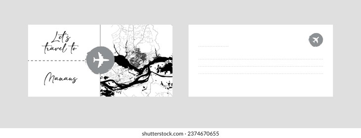 Cupón de viaje a Sudamérica Brasil Manaus ilustración vectorial de postal