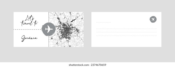 Cupón de viaje a Sudamérica Brasil Goiania ilustración vectorial de tarjetas postales
