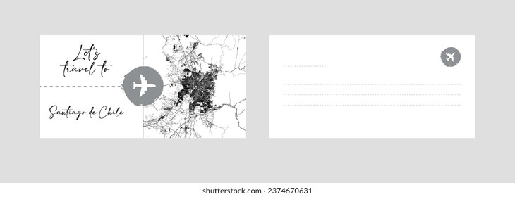 Travel Coupon to South America Chile Santiago de Chile postcard vector illustration