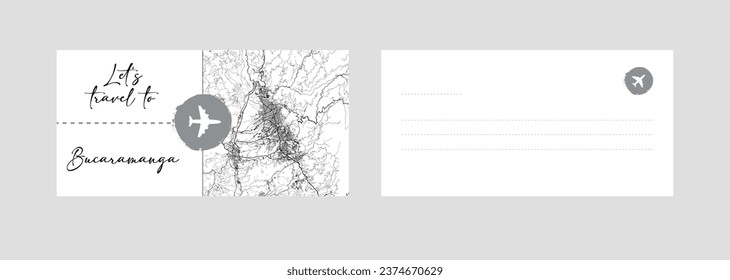 Cupón de viaje a Sudamérica Colombia Bucaramanga ilustración vectorial postal