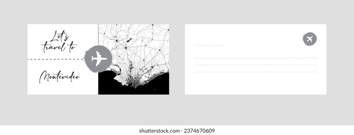 Cupón de viaje a Sudamérica Uruguay Montevideo ilustración vectorial de tarjetas postales