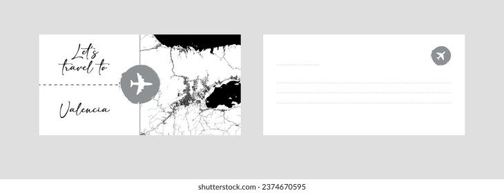 Cupón de viaje a Sudamérica Venezuela Valencia Carabobo ilustración vectorial de postal