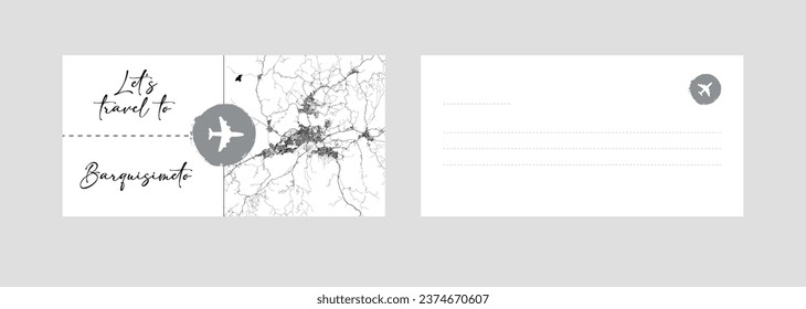 Cupón de viaje a Sudamérica Venezuela Barquisimeto ilustración vectorial de postal