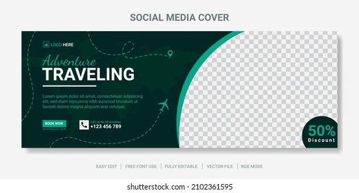 Travel cover social media post or web banner template.