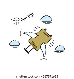 Travel Creative logo design concept. Suitcase with wings.