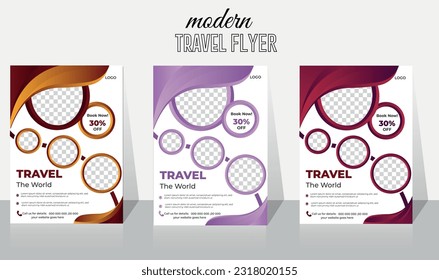  Viaje Creativo Profesional moderno identidad de gradiente lujo moderno multipropósito impresión oficial listo estándar diseño estándar estilo vectorial único mínimo Visita a4 juego de diseño de volante limpio.
