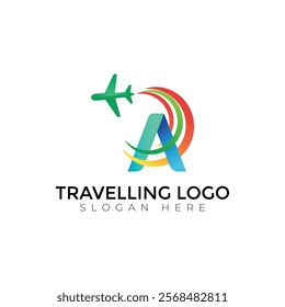 Travel  Creative vector templates abstract typography colorful A letter logo design