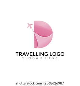 Travel  Creative vector templates abstract typography colorful D letter logo design