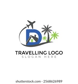 Travel  Creative vector templates abstract typography colorful D letter logo design