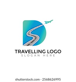 Travel  Creative vector templates abstract typography colorful D letter logo design