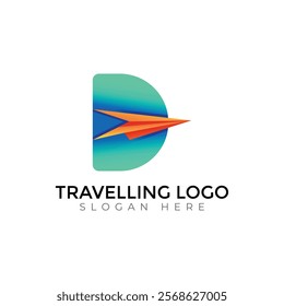 Travel  Creative vector templates abstract typography colorful D letter logo design