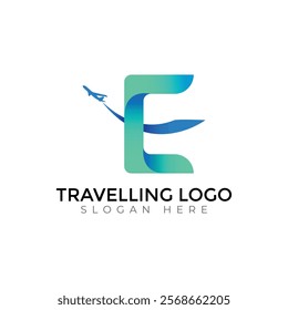 Travel  Creative vector templates abstract typography colorful E letter logo design