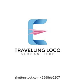 Travel  Creative vector templates abstract typography colorful E letter logo design