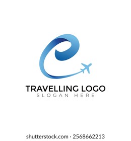 Travel  Creative vector templates abstract typography colorful E letter logo design