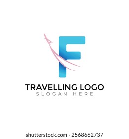 Travel  Creative vector templates abstract typography colorful F letter logo design