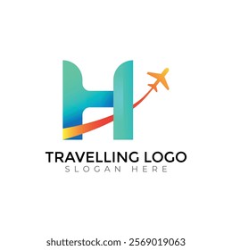 Travel  Creative vector templates abstract typography colorful H letter logo design