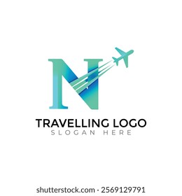 Travel  Creative vector templates abstract typography colorful N letter logo design